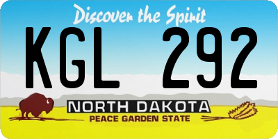 ND license plate KGL292