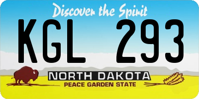 ND license plate KGL293