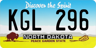 ND license plate KGL296