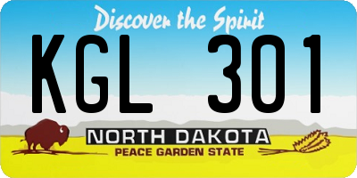 ND license plate KGL301