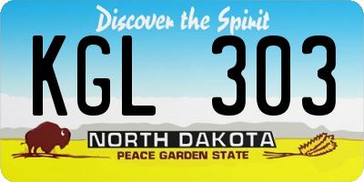 ND license plate KGL303