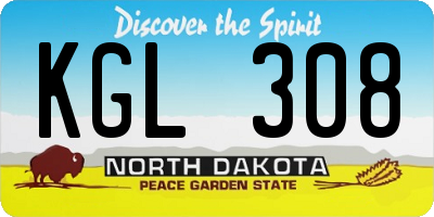 ND license plate KGL308