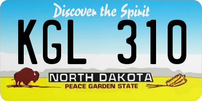 ND license plate KGL310