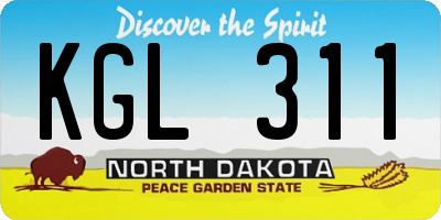 ND license plate KGL311