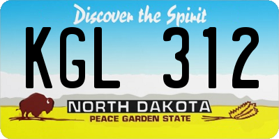 ND license plate KGL312