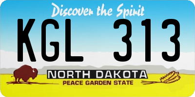 ND license plate KGL313
