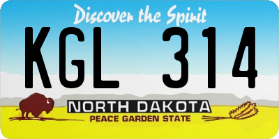 ND license plate KGL314