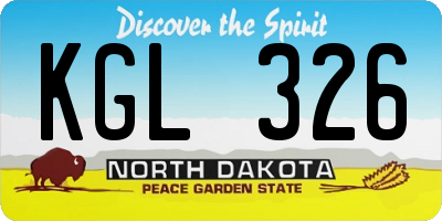 ND license plate KGL326