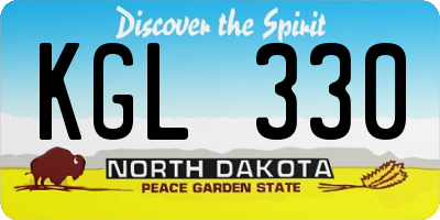 ND license plate KGL330