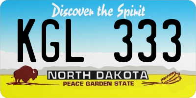 ND license plate KGL333