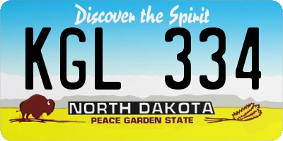 ND license plate KGL334
