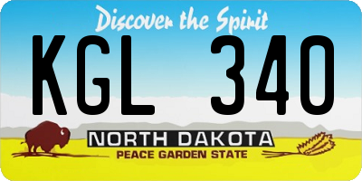 ND license plate KGL340