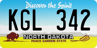 ND license plate KGL342