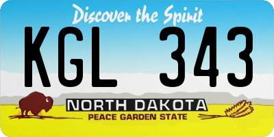 ND license plate KGL343