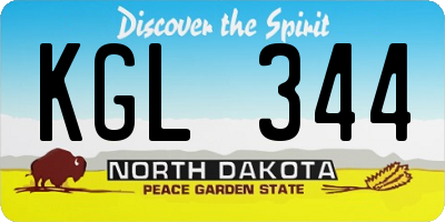 ND license plate KGL344