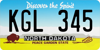ND license plate KGL345