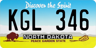 ND license plate KGL346