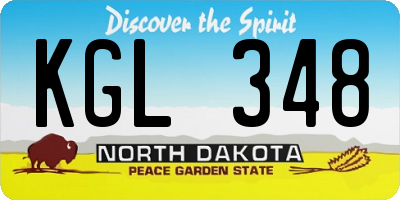 ND license plate KGL348