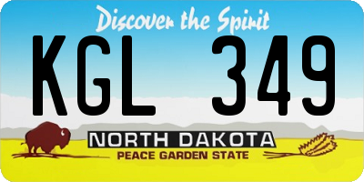 ND license plate KGL349