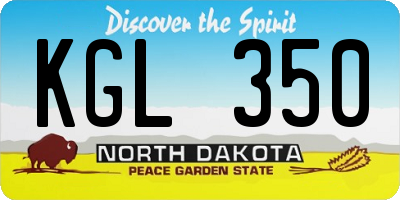 ND license plate KGL350