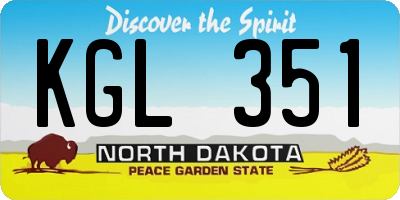 ND license plate KGL351