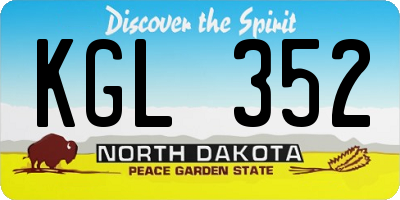 ND license plate KGL352