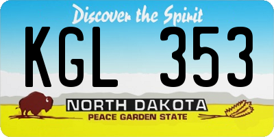 ND license plate KGL353