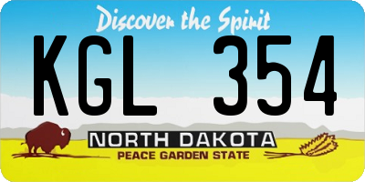 ND license plate KGL354