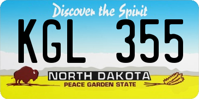 ND license plate KGL355