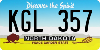 ND license plate KGL357