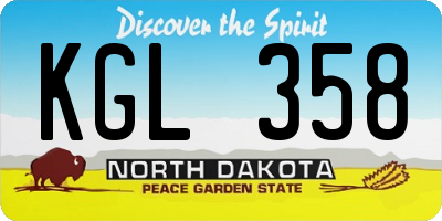 ND license plate KGL358