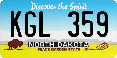 ND license plate KGL359