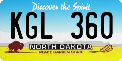 ND license plate KGL360