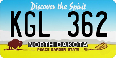 ND license plate KGL362