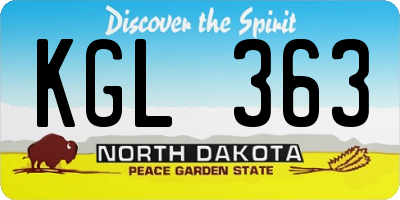 ND license plate KGL363