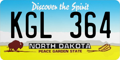 ND license plate KGL364