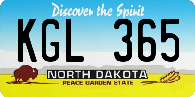 ND license plate KGL365