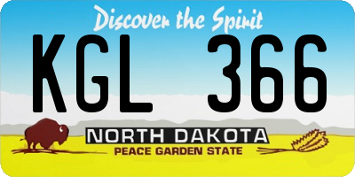 ND license plate KGL366