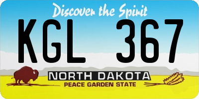 ND license plate KGL367