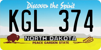 ND license plate KGL374