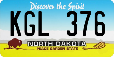ND license plate KGL376