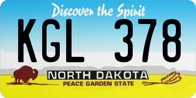 ND license plate KGL378