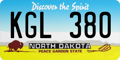 ND license plate KGL380