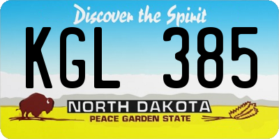 ND license plate KGL385