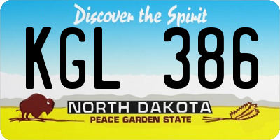ND license plate KGL386
