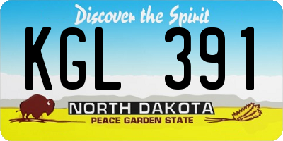 ND license plate KGL391