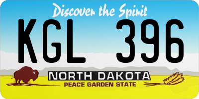 ND license plate KGL396