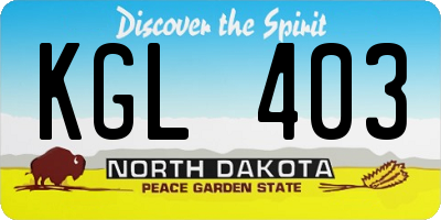 ND license plate KGL403