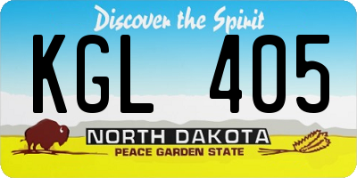 ND license plate KGL405
