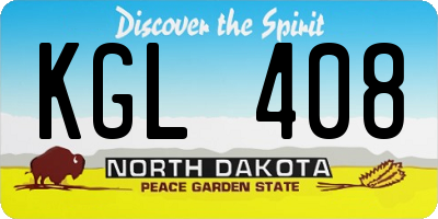 ND license plate KGL408